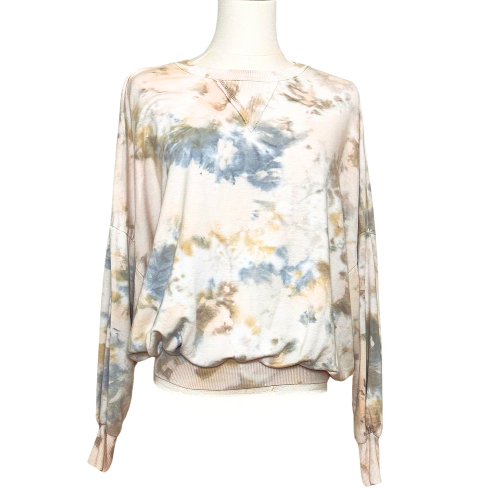 YFB Tie Dye Juliette Yellow Light Blue Cream Sweatshirt XS